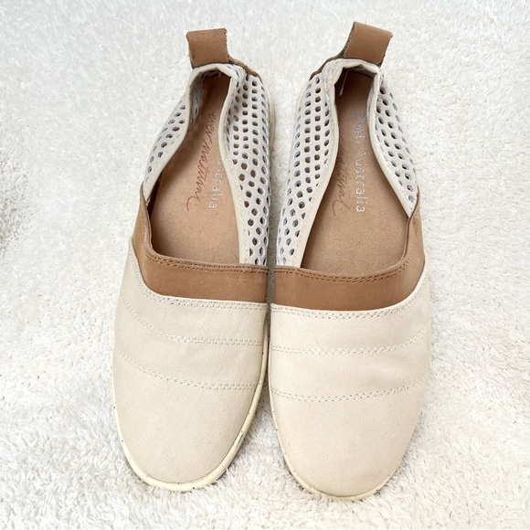 Emu Australia Meroo Slip On Flat Sz 8 Perforated Canvas Suede Natural Cream Tan - Picture 4 of 12